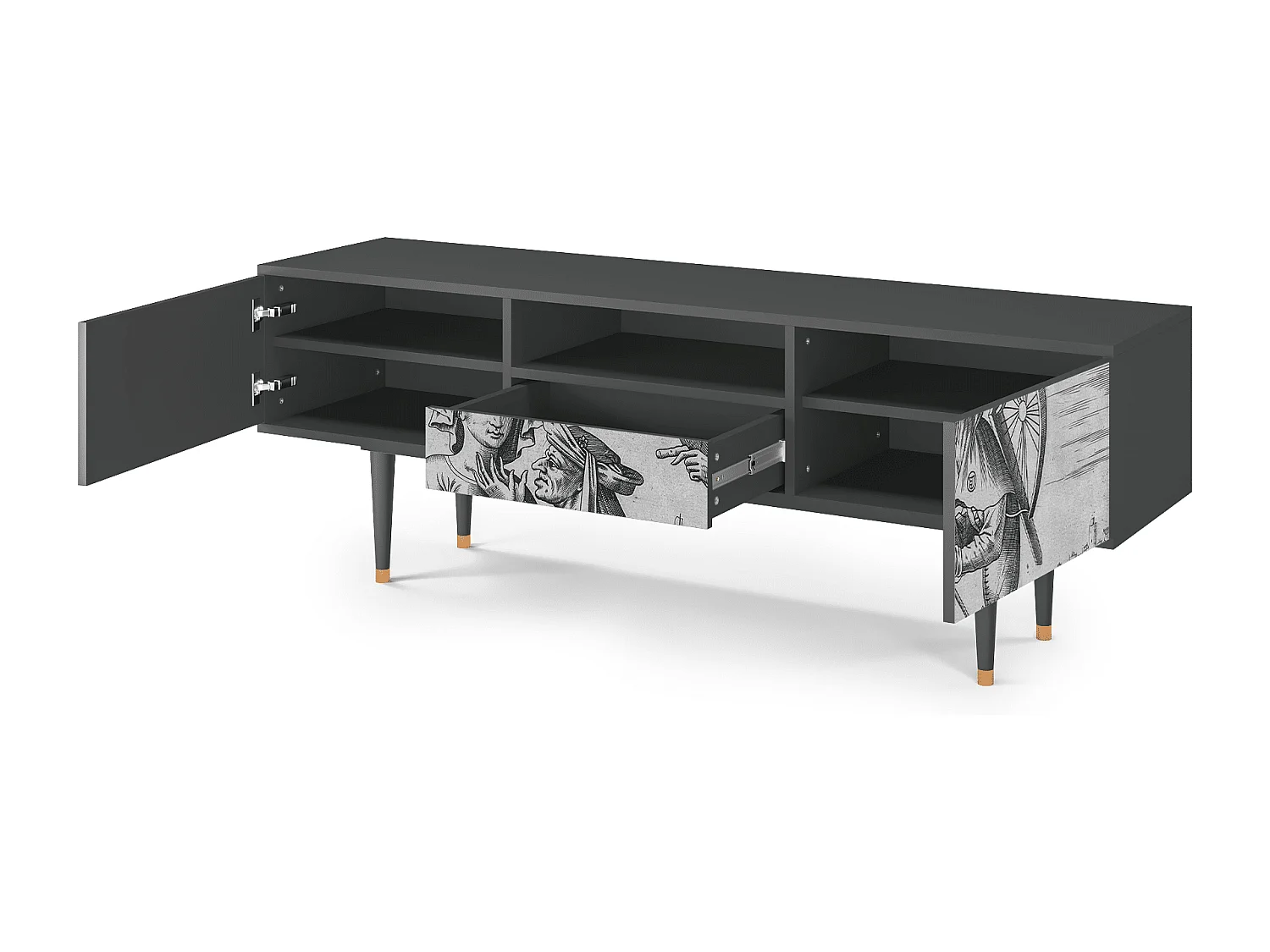 Mueble de TV - 170х59х41 cm - T6 - Blau Schuyte, Antracita