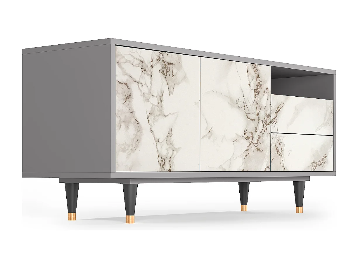 TV-meubel - 125х56х41 cm - T7 - Milk Marble, Grijs
