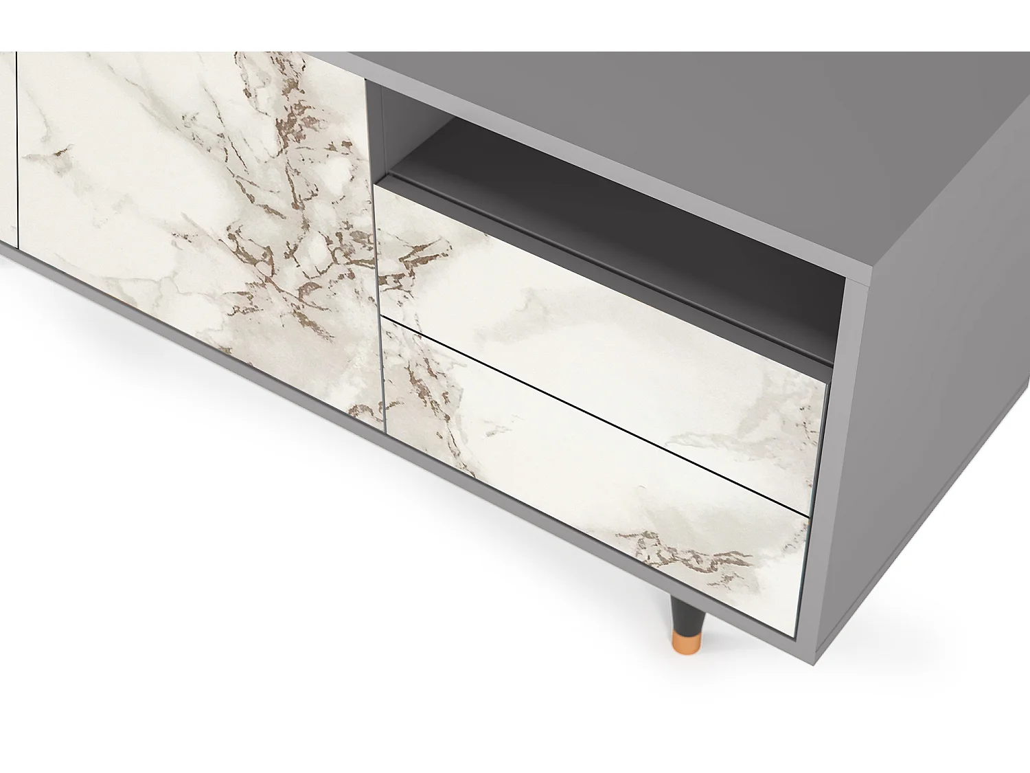 TV-meubel - 125х56х41 cm - T7 - Milk Marble, Grijs