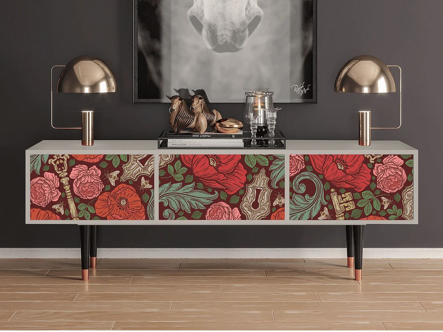 TV-Möbel - 170х59х48 cm - T4 - Poppy Garden, Sand