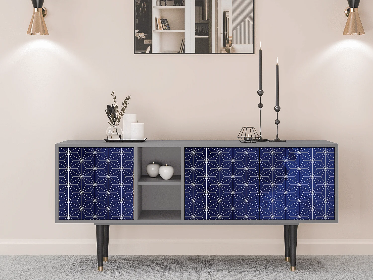 Mueble de TV - 150х69х41 cm - T5 - Milky Way, Gris