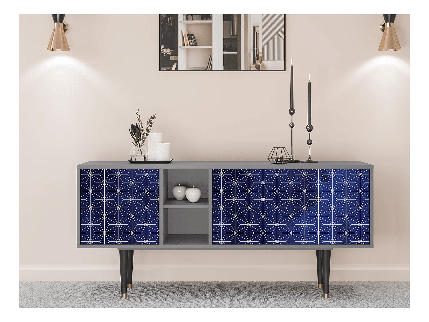 Meuble TV - 150х69х41 cm - T5 - Milky Way, Gris