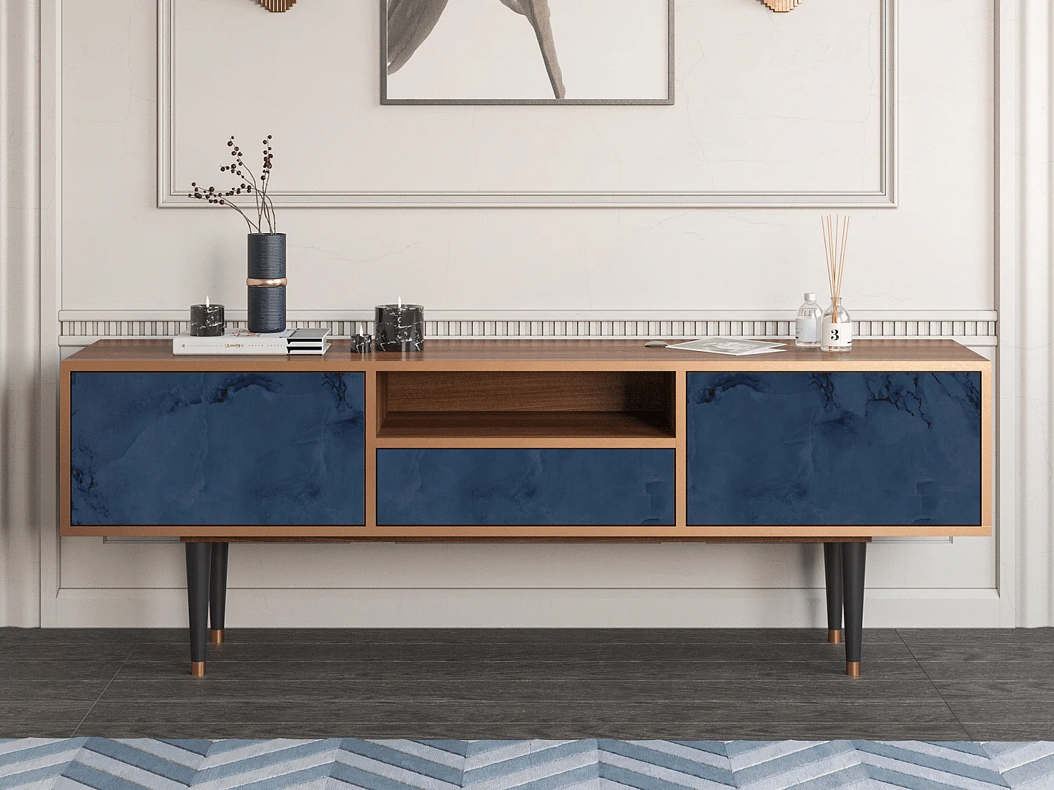 Meuble TV - 170х59х41 cm - T6 - Endless Galaxi, Noyer