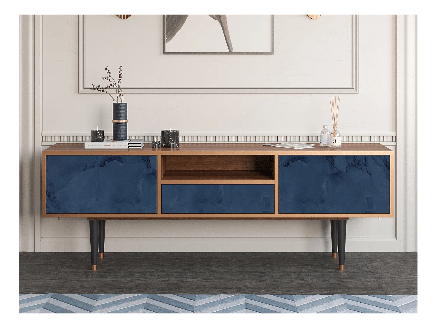 TV-Möbel - 170х59х41 cm - T6 - Endless Galaxi, Walnuss