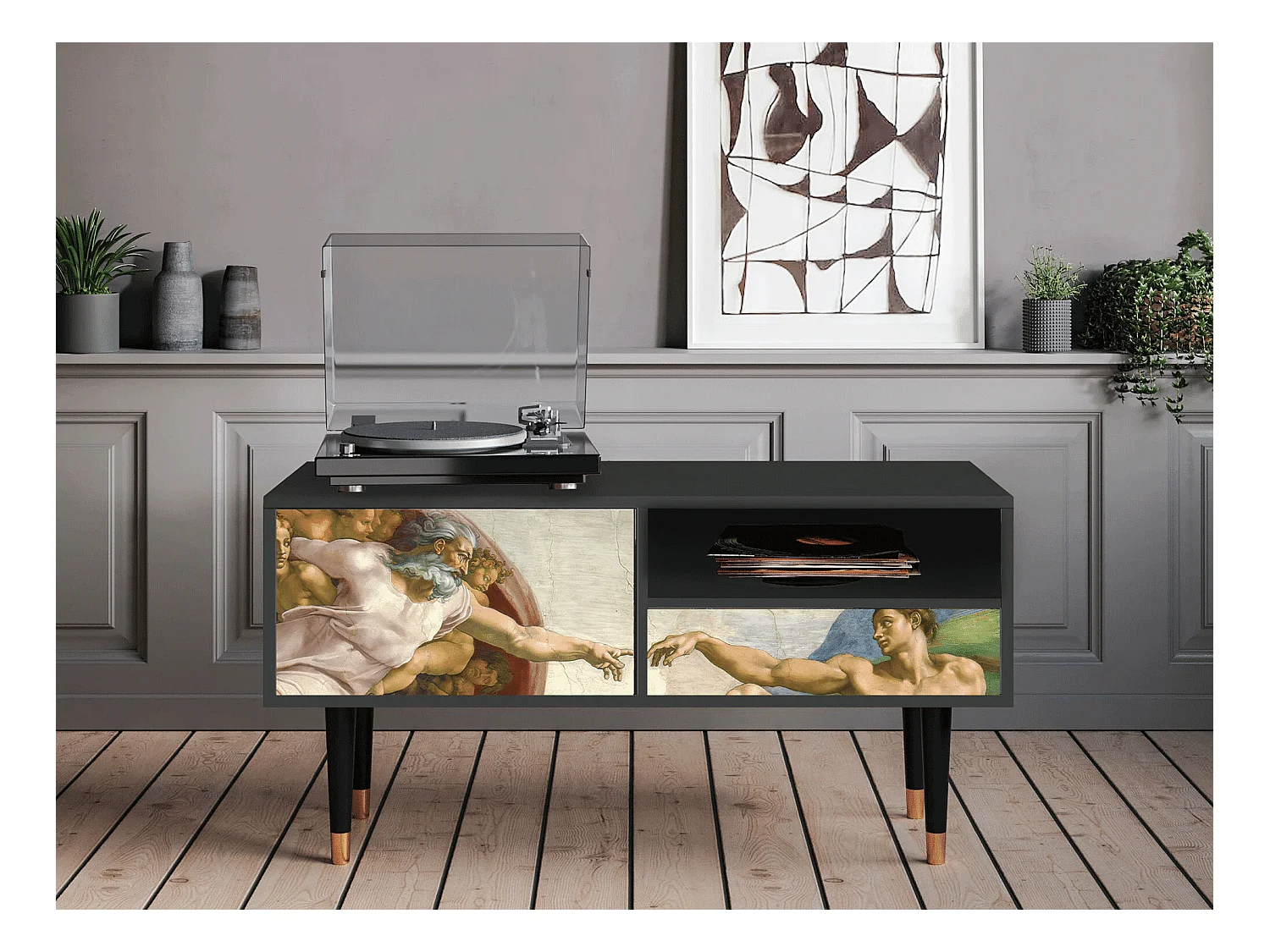 TV-Möbel - 115х59х48 cm - T3 - The Creation of Adam, Anthrazit