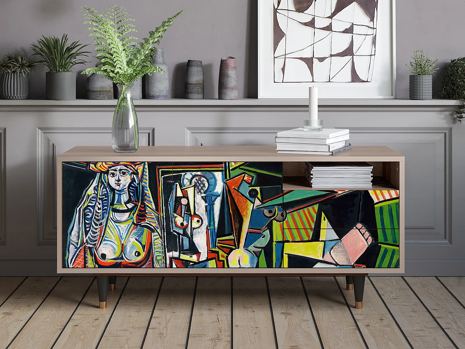 Mueble de TV - 125х56х41 cm - T7 - Women of Algiers, Latte