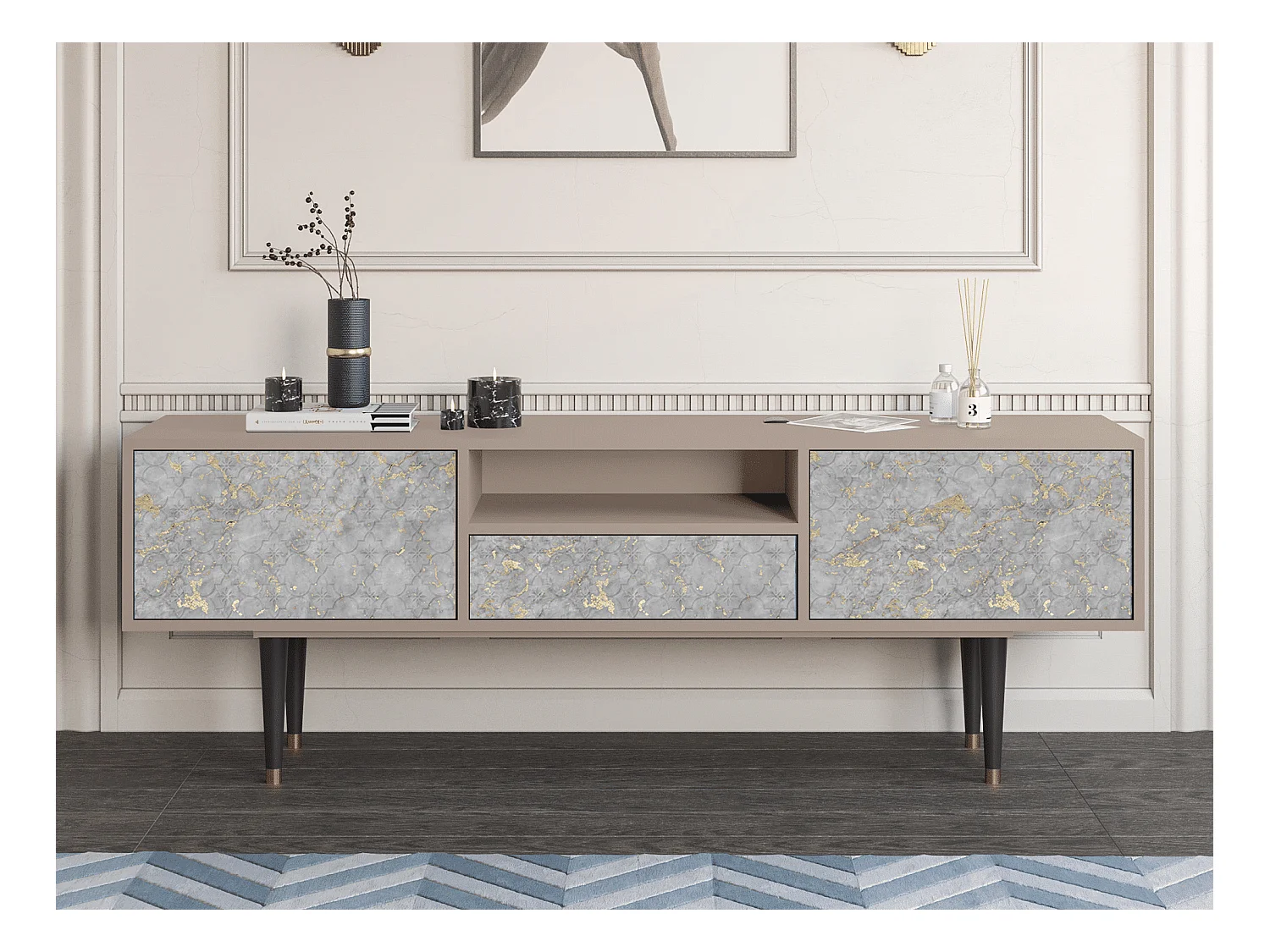 Meuble TV - 170х59х41 cm - T6 - Mariana Trench, Latte