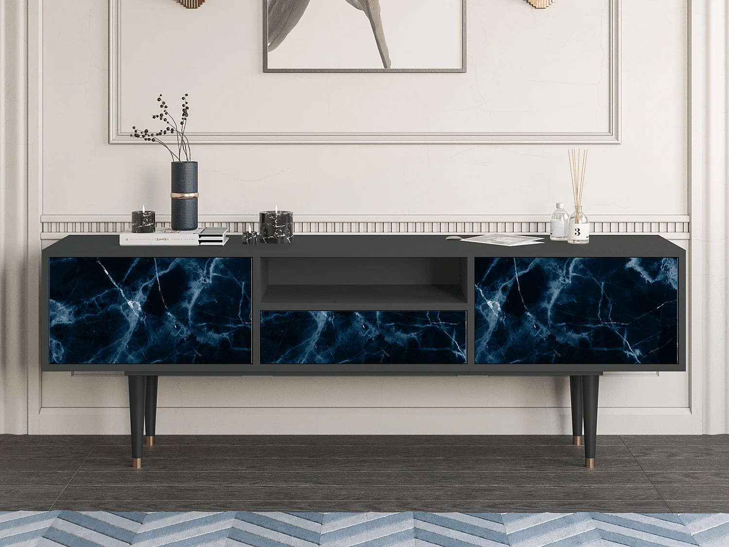 Meuble TV - 170х59х41 cm - T6 - Deep Ocean, Anthracite