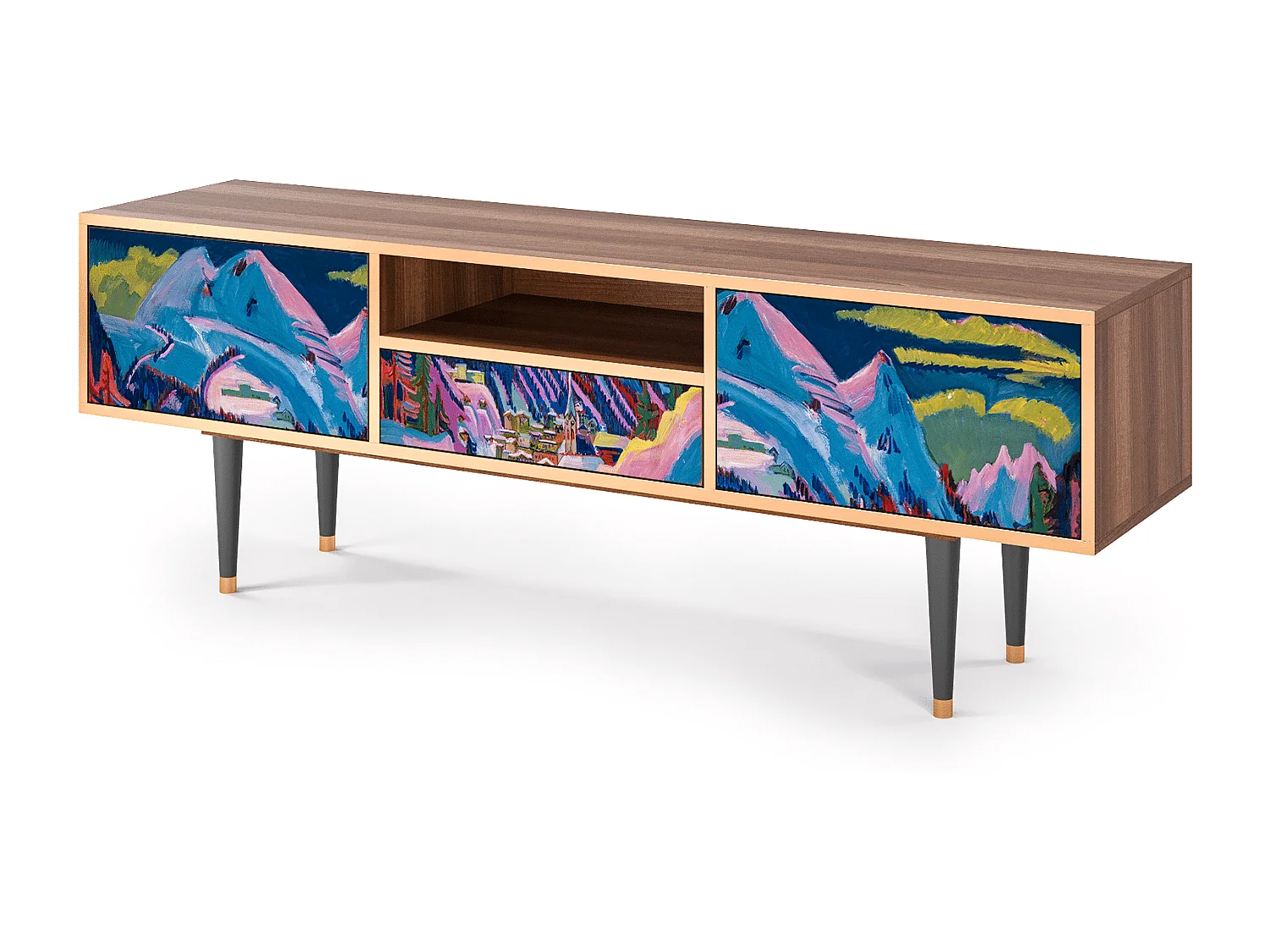 Meuble TV - 170х59х41 cm - T6 - Davos Winter, Noyer