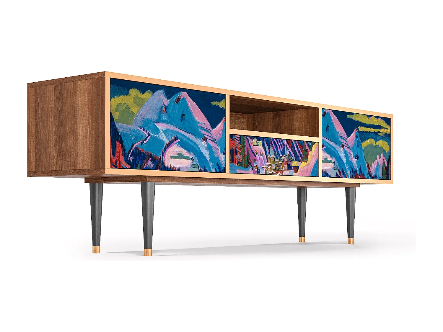 Meuble TV - 170х59х41 cm - T6 - Davos Winter, Noyer