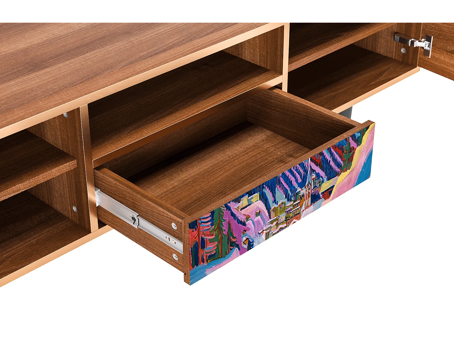 Meuble TV - 170х59х41 cm - T6 - Davos Winter, Noyer