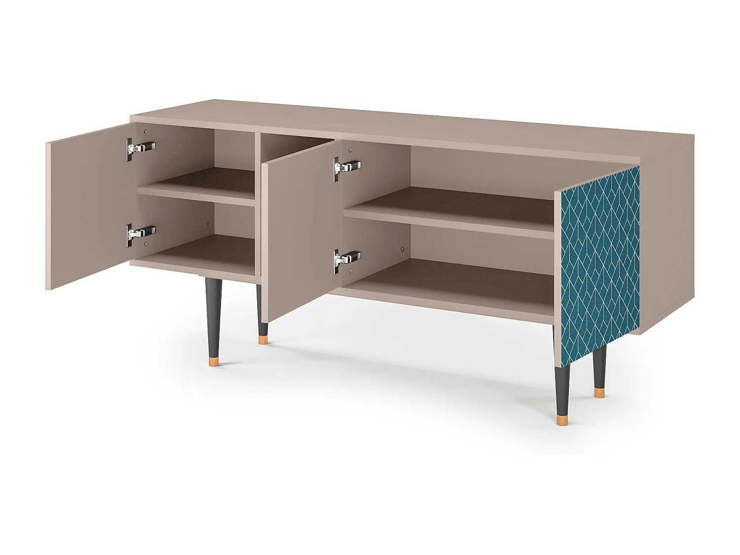 TV-meubel - 150х69х41 cm - T5 - Turquoise Geometry, Latte