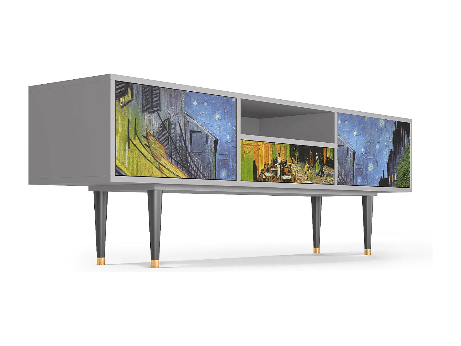 Meuble TV - 170х59х41 cm - T6 - Café Terrace at Night, Gris
