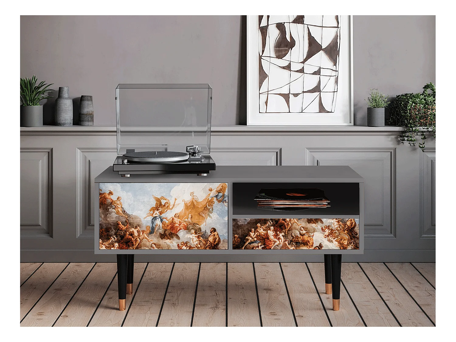 TV-meubel - 115х59х48 cm - T3 - Versailles, Grijs