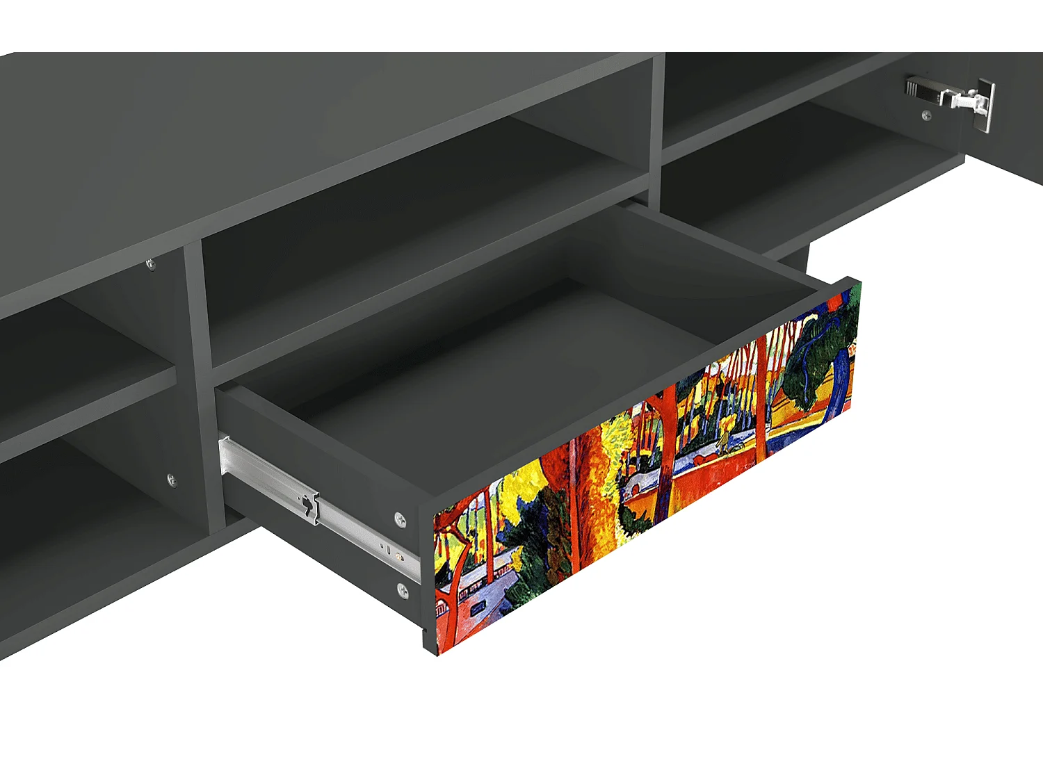 Szafka RTV - 170х59х41 cm - T6 - The Turning Road, Antracyt