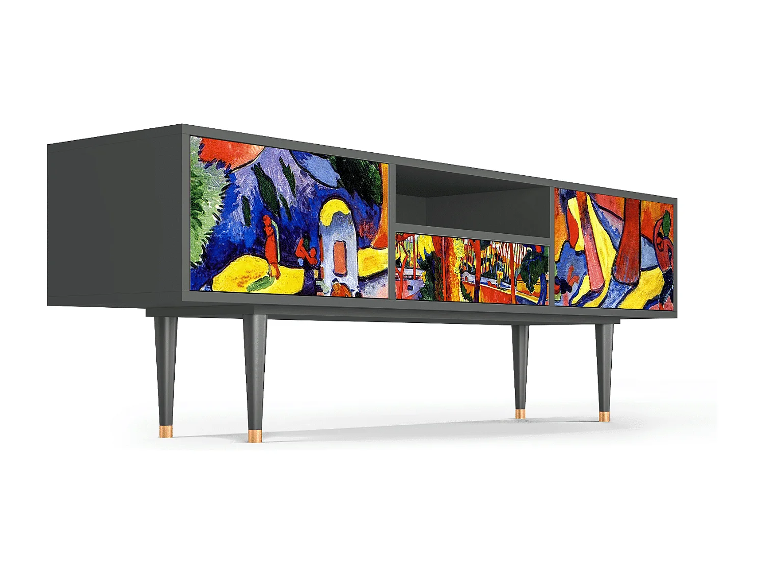 Szafka RTV - 170х59х41 cm - T6 - The Turning Road, Antracyt