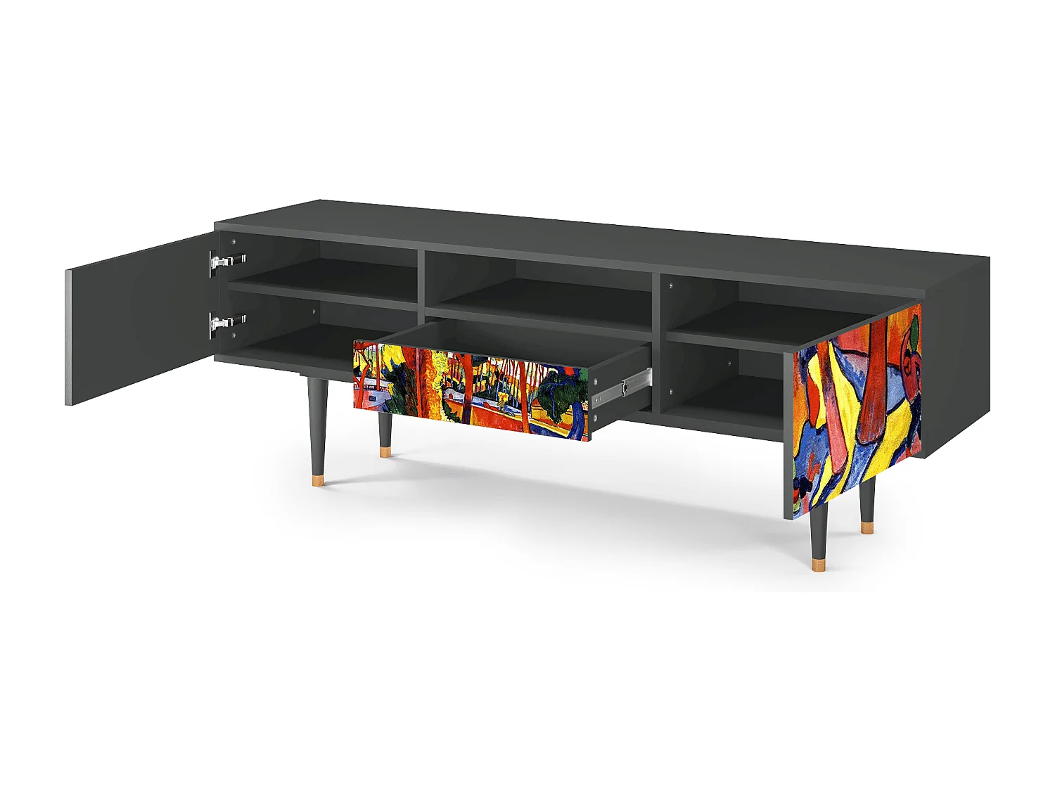 Szafka RTV - 170х59х41 cm - T6 - The Turning Road, Antracyt