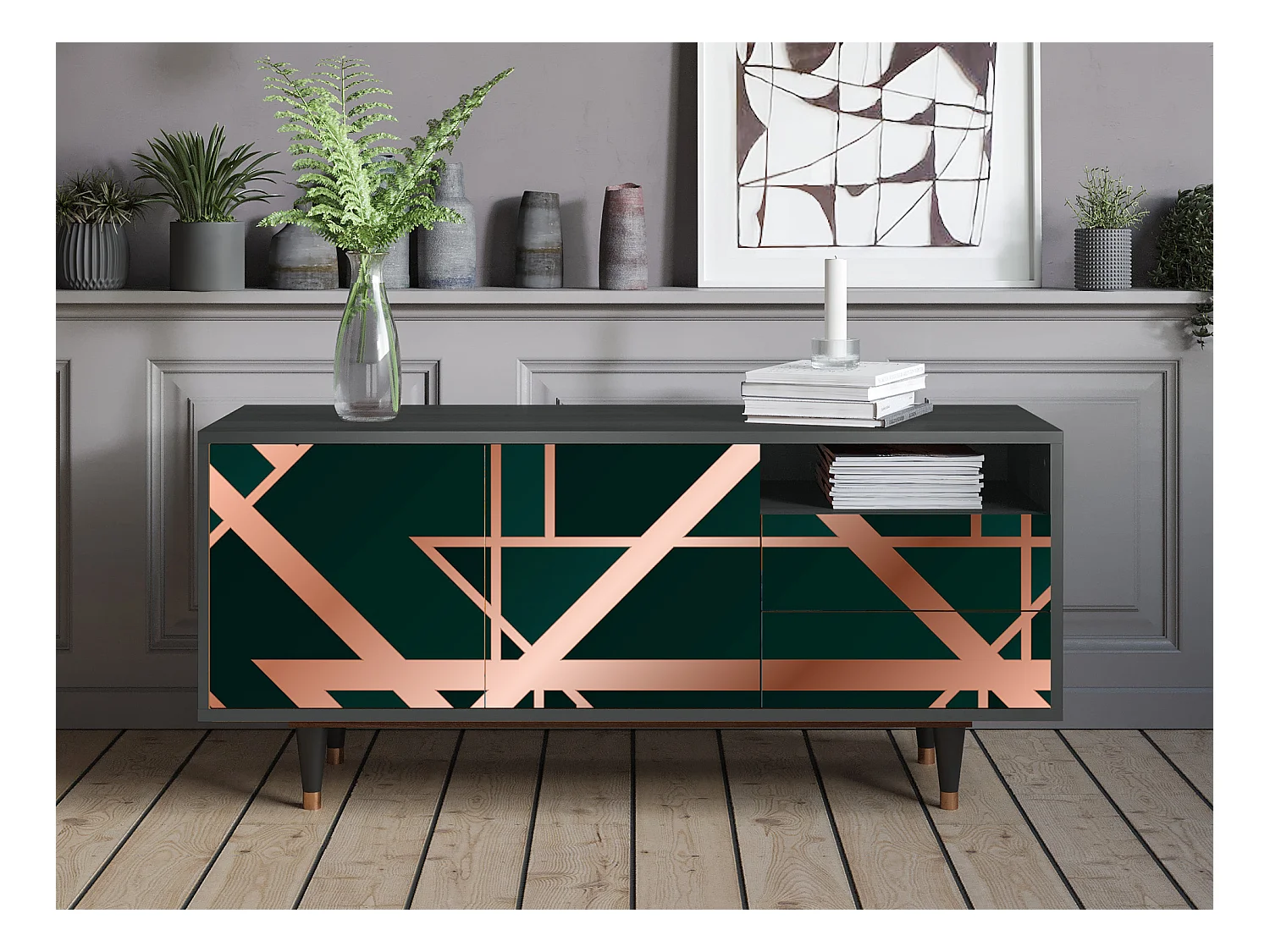 Mobile TV - 125х56х41 cm - T7 - Emerald Gatsby, Antracite