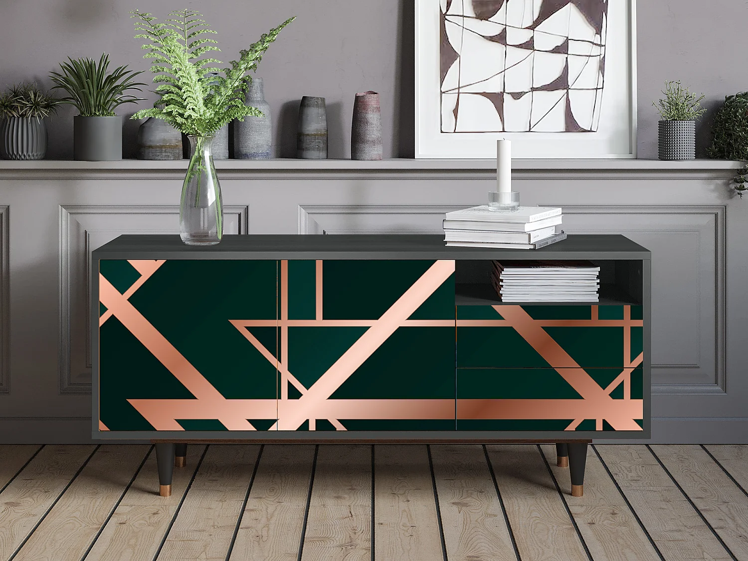 Meuble TV - 125х56х41 cm - T7 - Emerald Gatsby, Anthracite