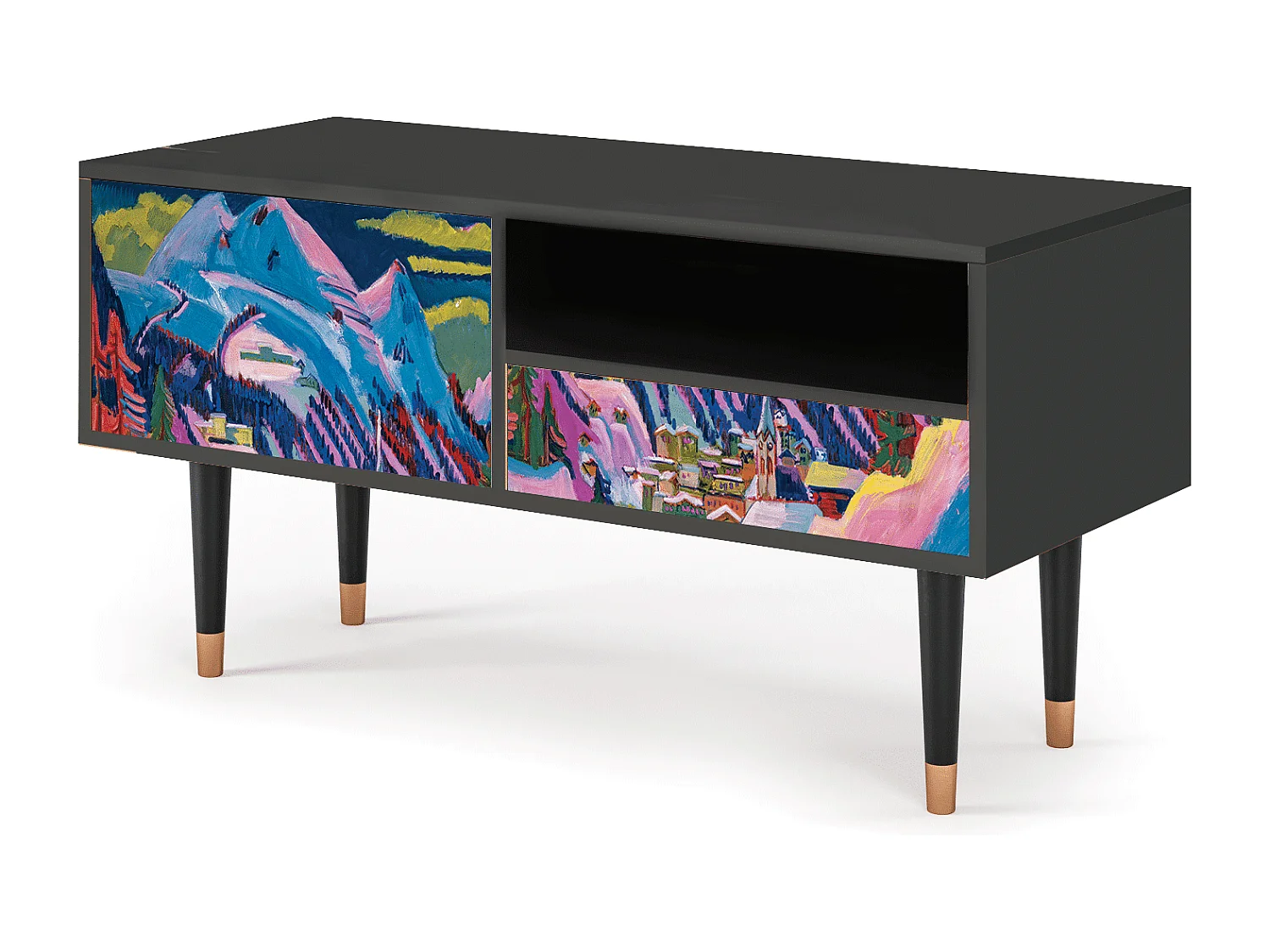 TV-meubel - 115х59х48 cm - T3 - Davos Winter, Antraciet