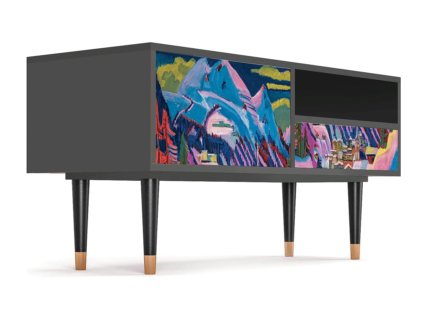 TV-meubel - 115х59х48 cm - T3 - Davos Winter, Antraciet