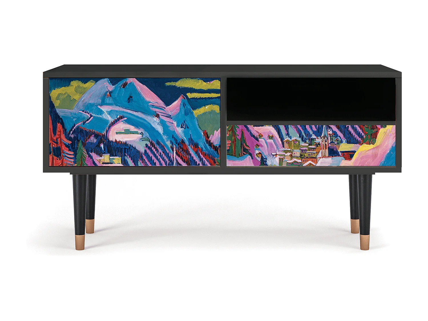 Mueble de TV - 115х59х48 cm - T3 - Davos Winter, Antracita