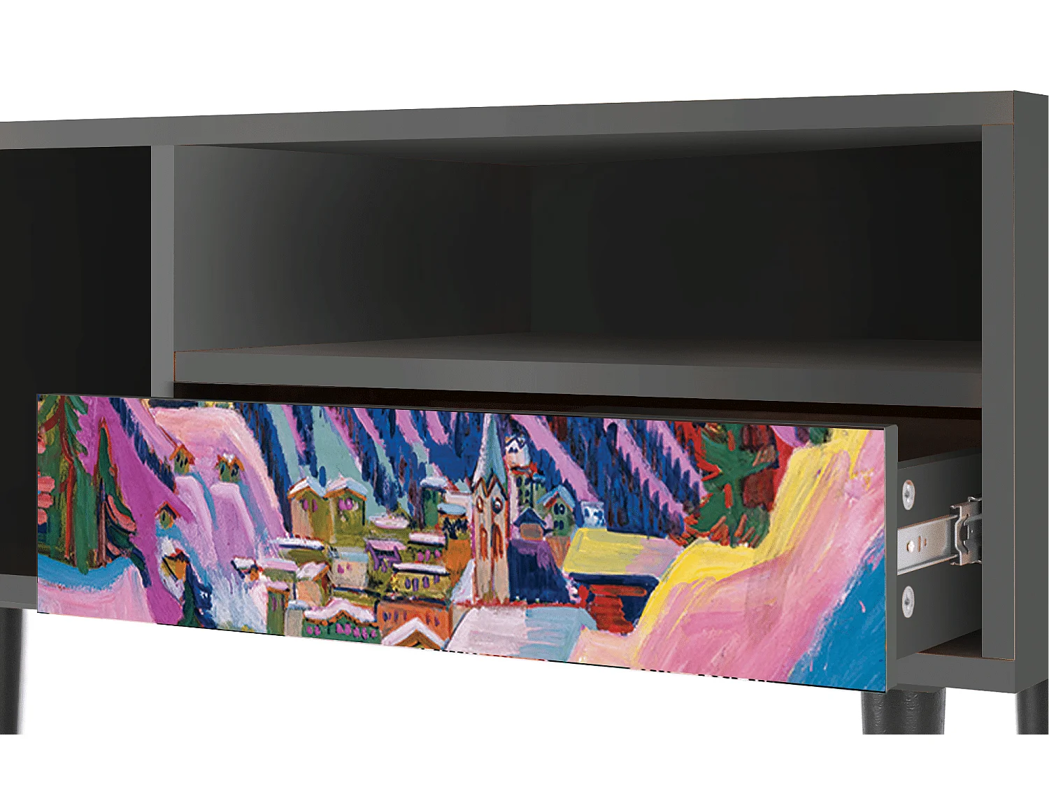 Mueble de TV - 115х59х48 cm - T3 - Davos Winter, Antracita