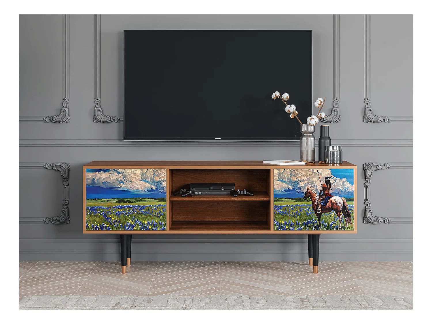 Mobile TV - 170х69х48 cm - T2 - Thunderheads by Dean, Noce