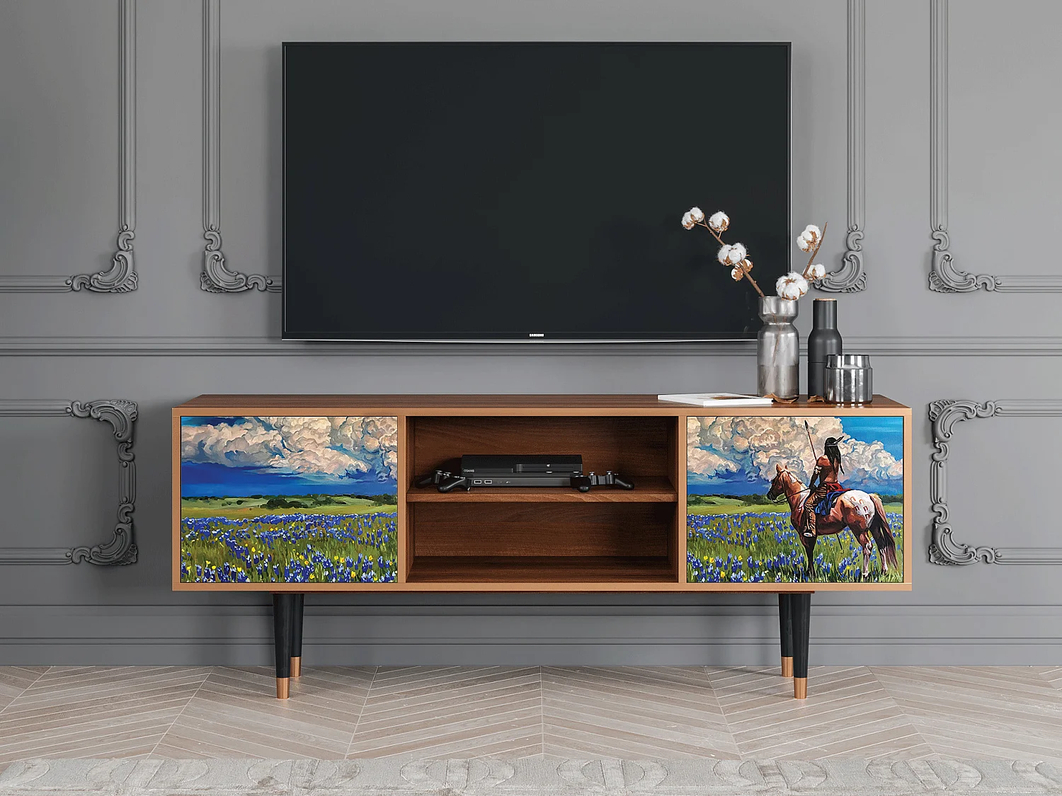 Meuble TV - 170х69х48 cm - T2 - Thunderheads by Dean, Noyer