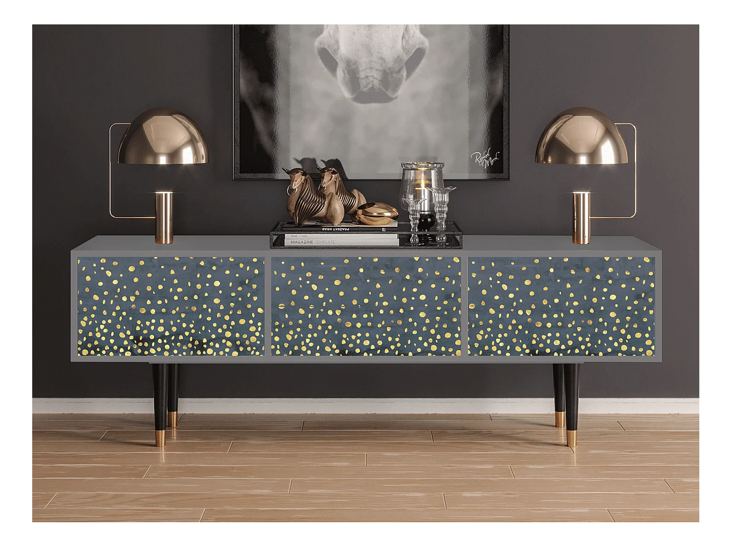Meuble TV - 170х59х48 cm - T4 - Foggy Lights, Gris