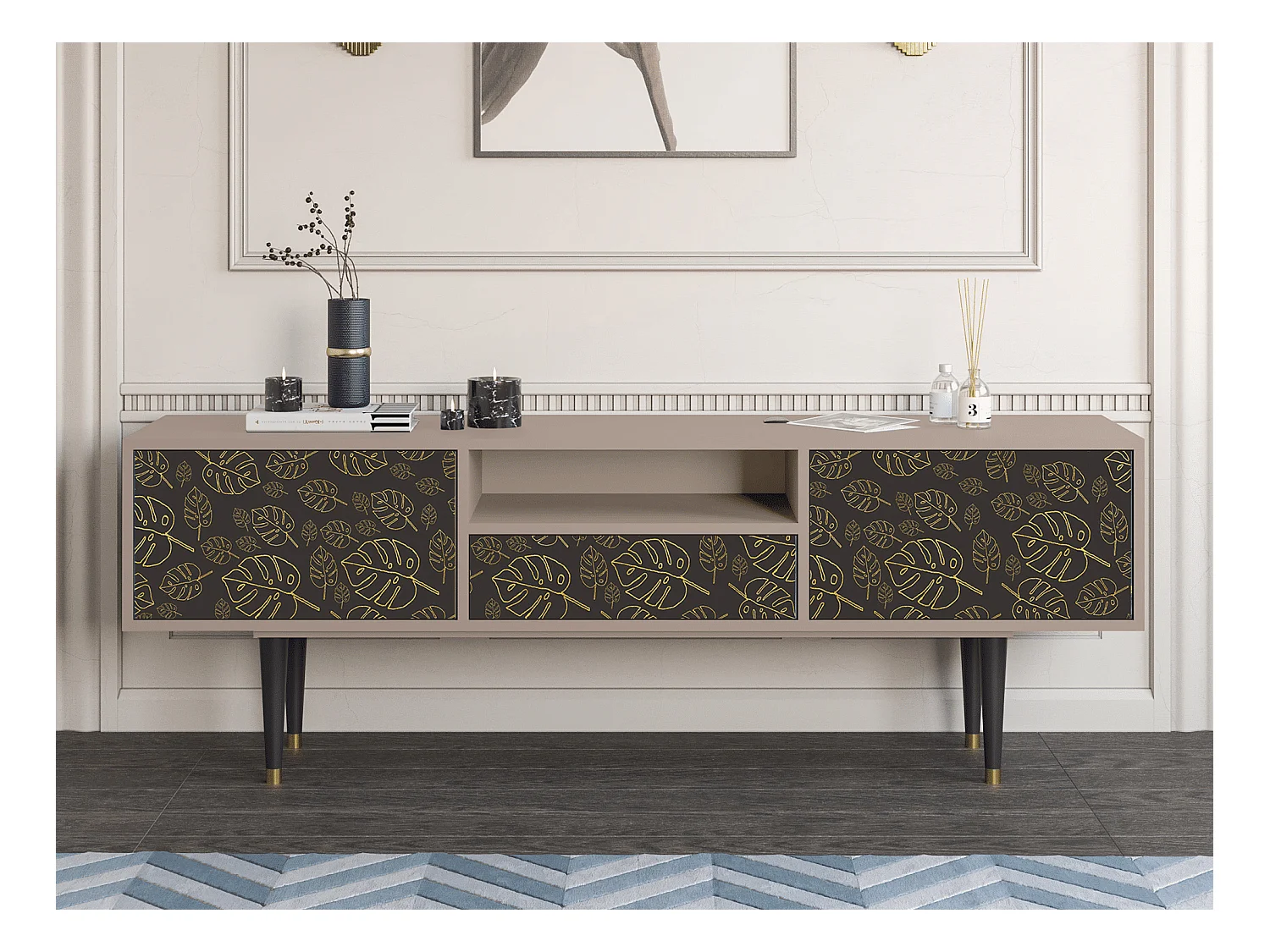 Meuble TV - 170х59х41 cm - T6 - Fall Of The Leaves, Latte