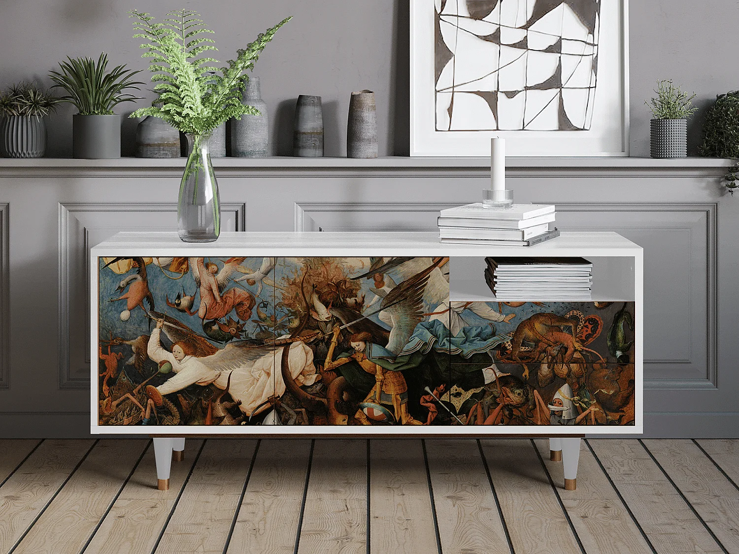 TV-Möbel - 125х56х41 cm - T7 - The Fall, Weiß