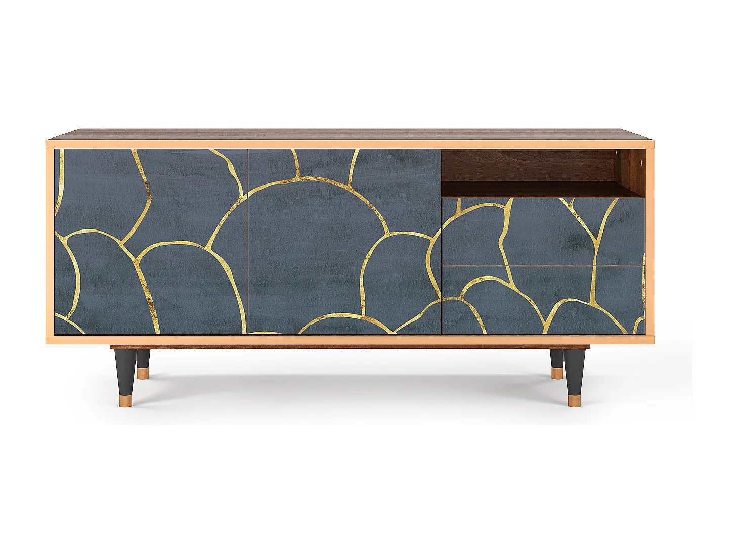 Meuble TV - 125х56х41 cm - T7 - Blue Lagoon, Noyer