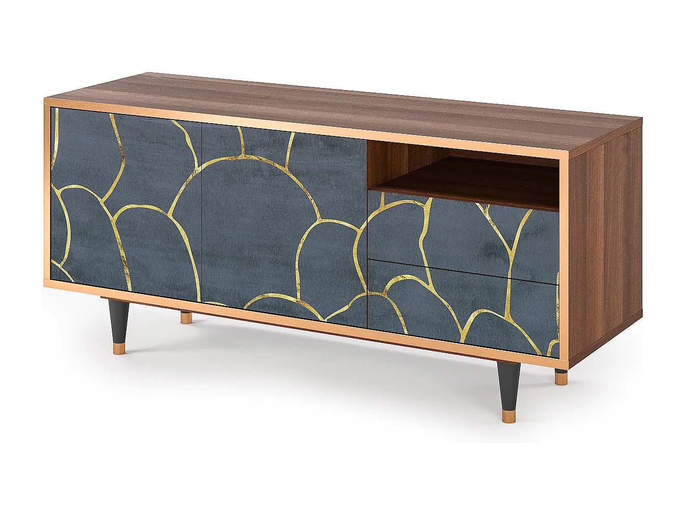 Meuble TV - 125х56х41 cm - T7 - Blue Lagoon, Noyer