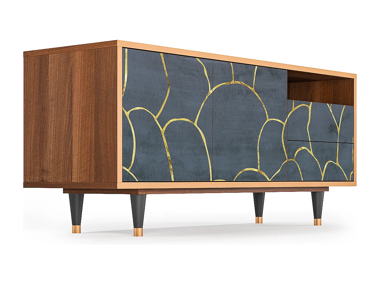 Meuble TV - 125х56х41 cm - T7 - Blue Lagoon, Noyer