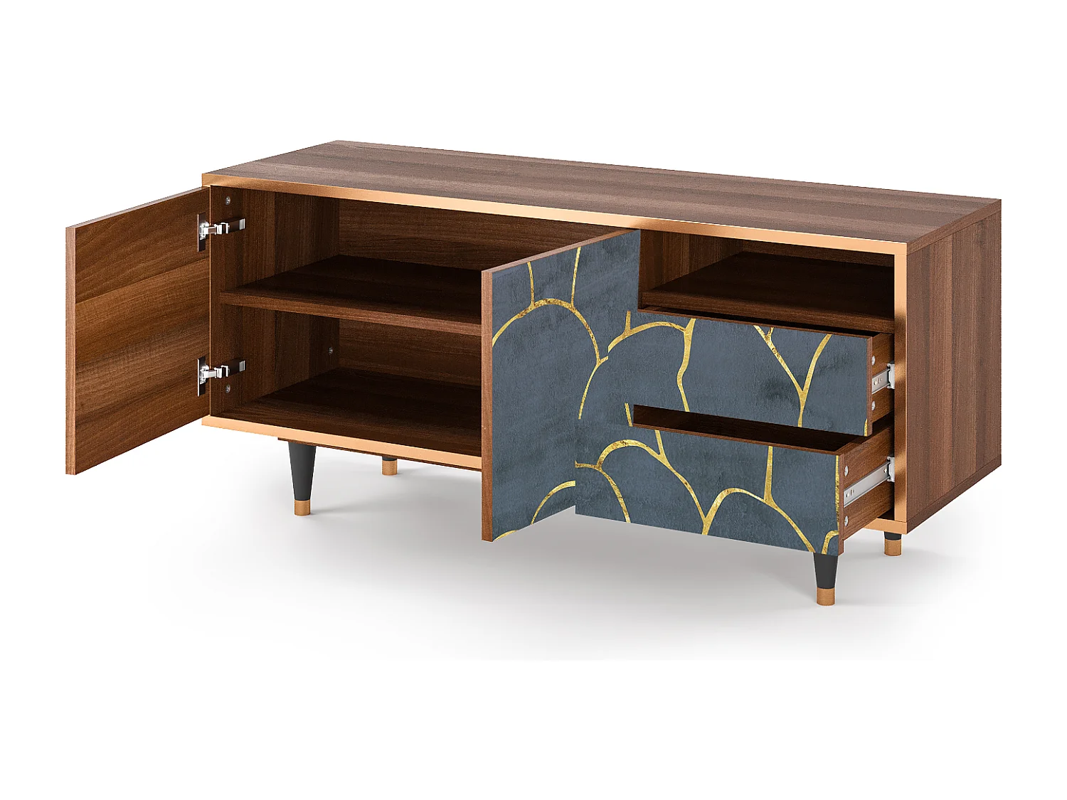 Meuble TV - 125х56х41 cm - T7 - Blue Lagoon, Noyer