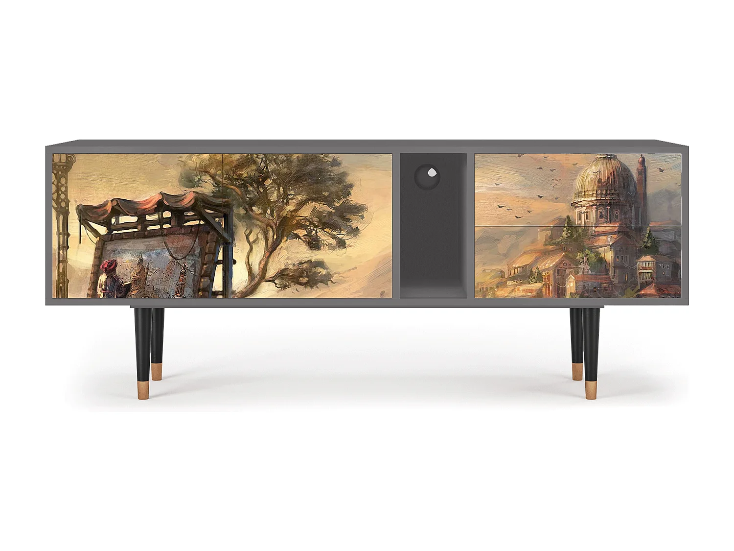 Szafka RTV - 170х69х48 cm - T1 - Venice, Szary