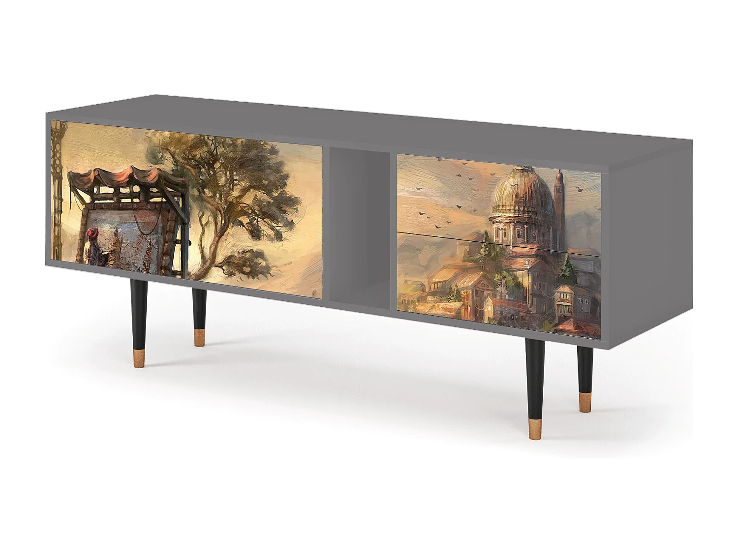 Szafka RTV - 170х69х48 cm - T1 - Venice, Szary