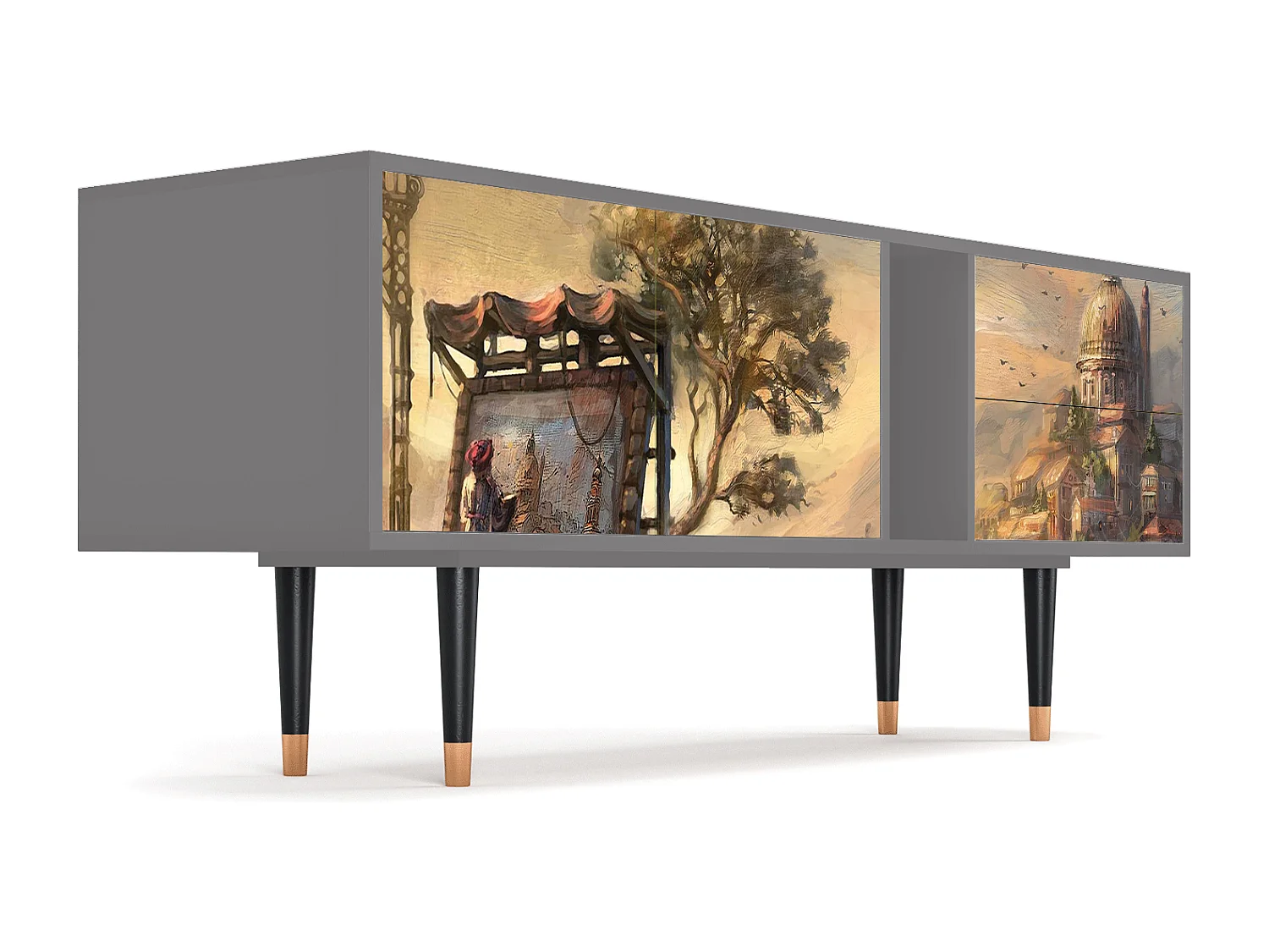 Szafka RTV - 170х69х48 cm - T1 - Venice, Szary