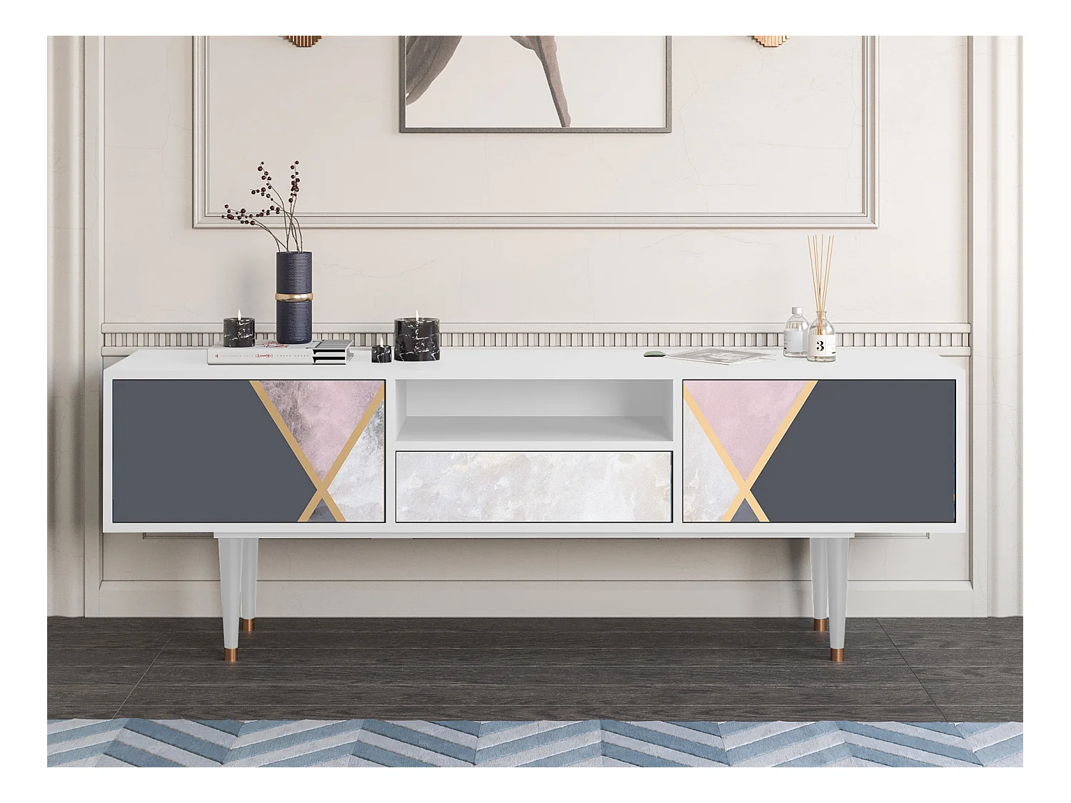 Meuble TV - 170х59х41 cm - T6 - Ideal Harmony, Blanc