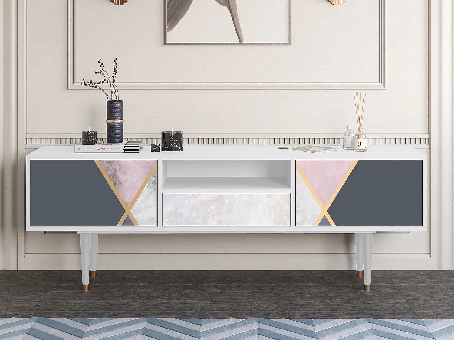 Meuble TV - 170х59х41 cm - T6 - Ideal Harmony, Blanc