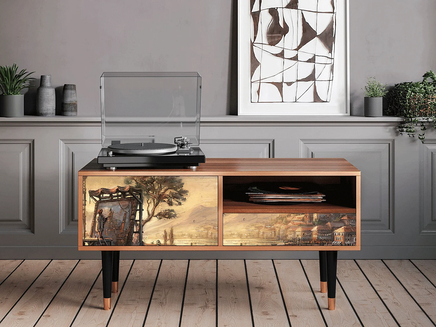 Meuble TV - 115х59х48 cm - T3 - Venice, Noyer