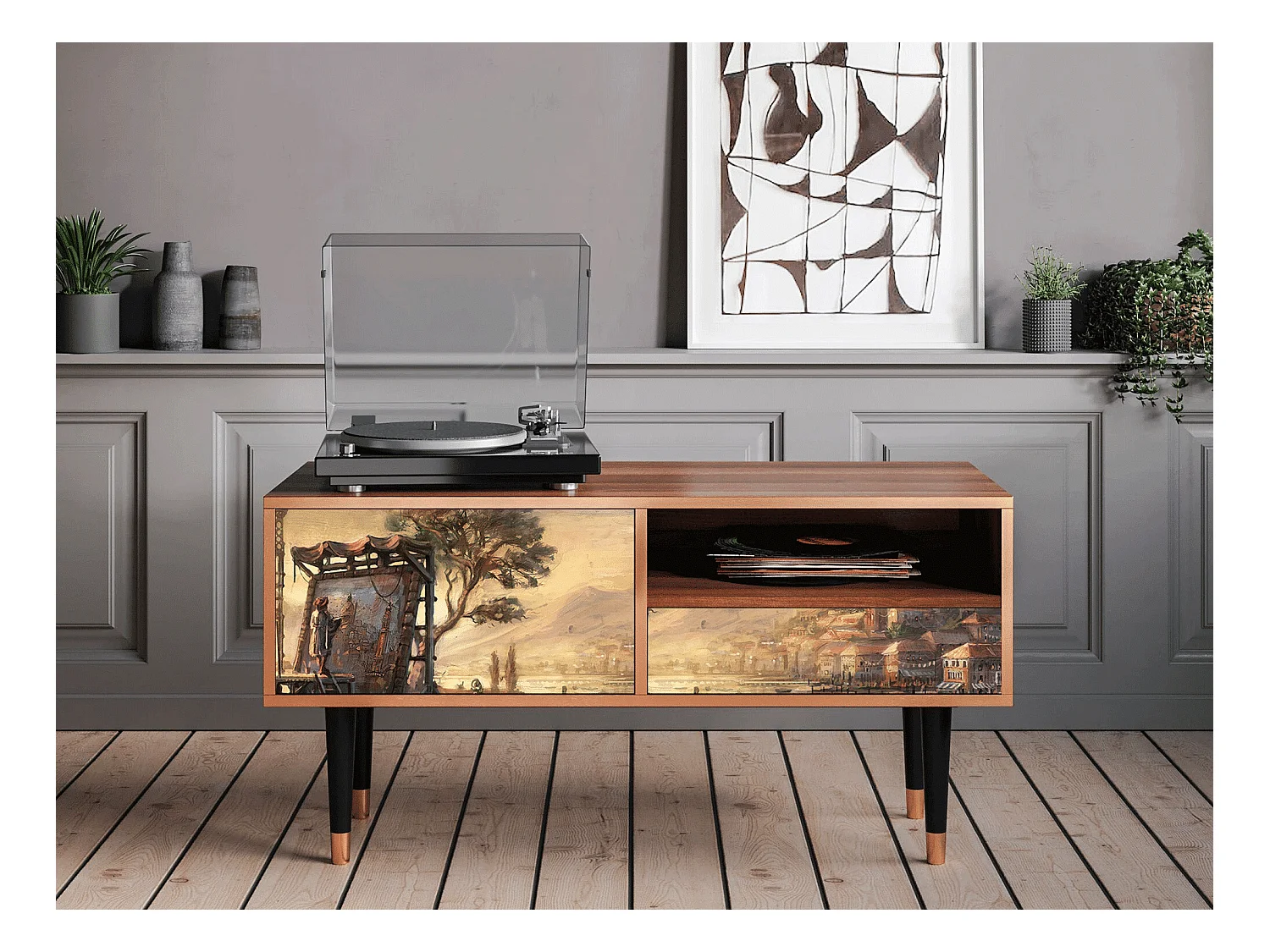 Meuble TV - 115х59х48 cm - T3 - Venice, Noyer