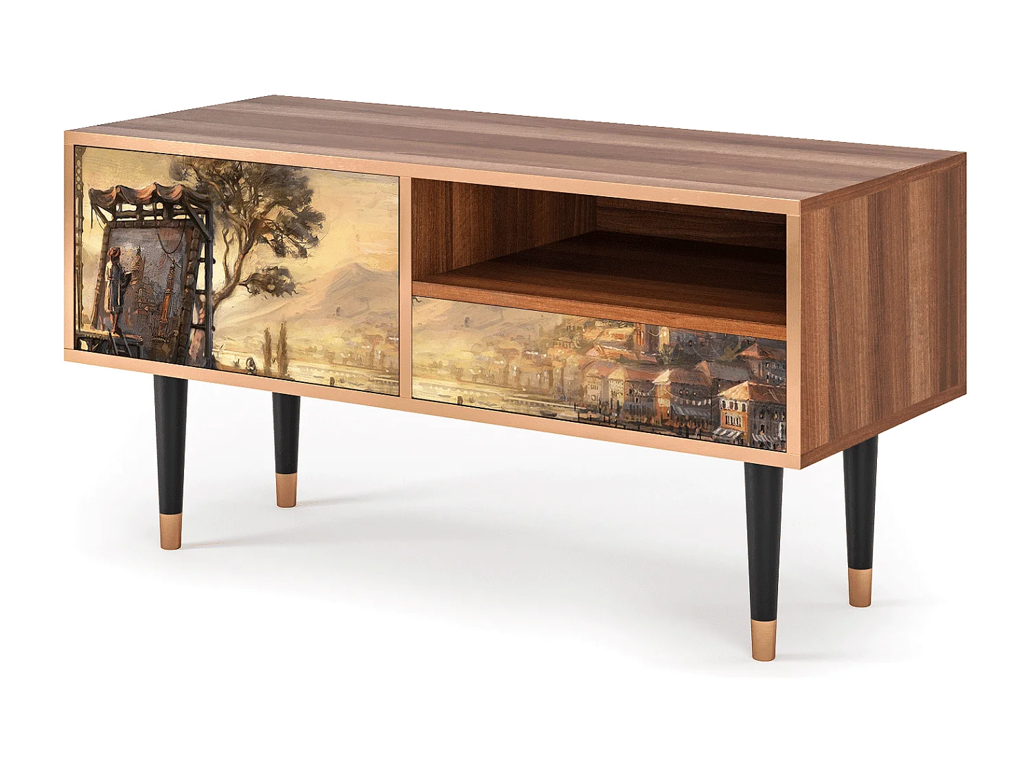 Mueble de TV - 115х59х48 cm - T3 - Venice, Nogal