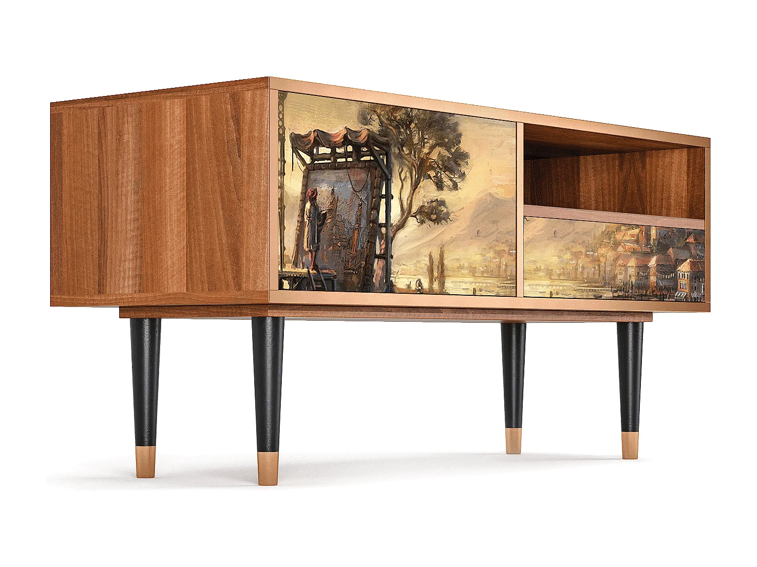 Meuble TV - 115х59х48 cm - T3 - Venice, Noyer