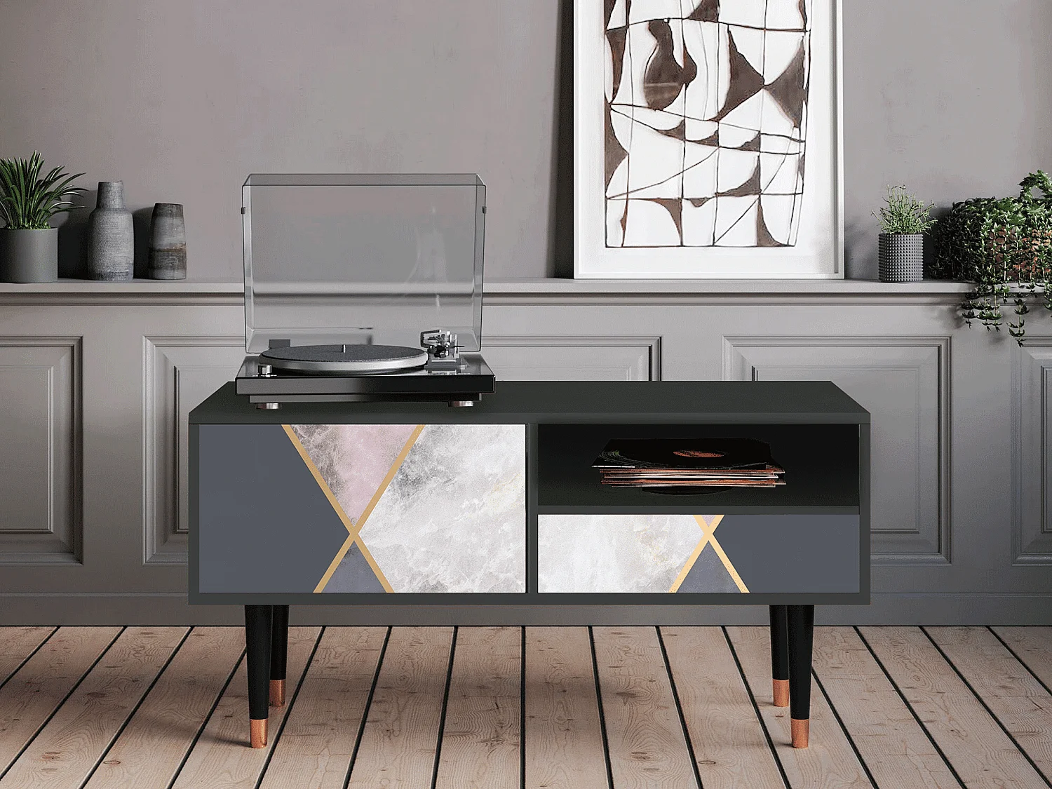 Meuble TV - 115х59х48 cm - T3 - Ideal Harmony, Anthracite