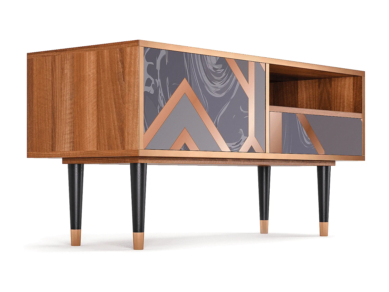 Meuble TV - 115х59х48 cm - T3 - Taupe Anatomy, Noyer