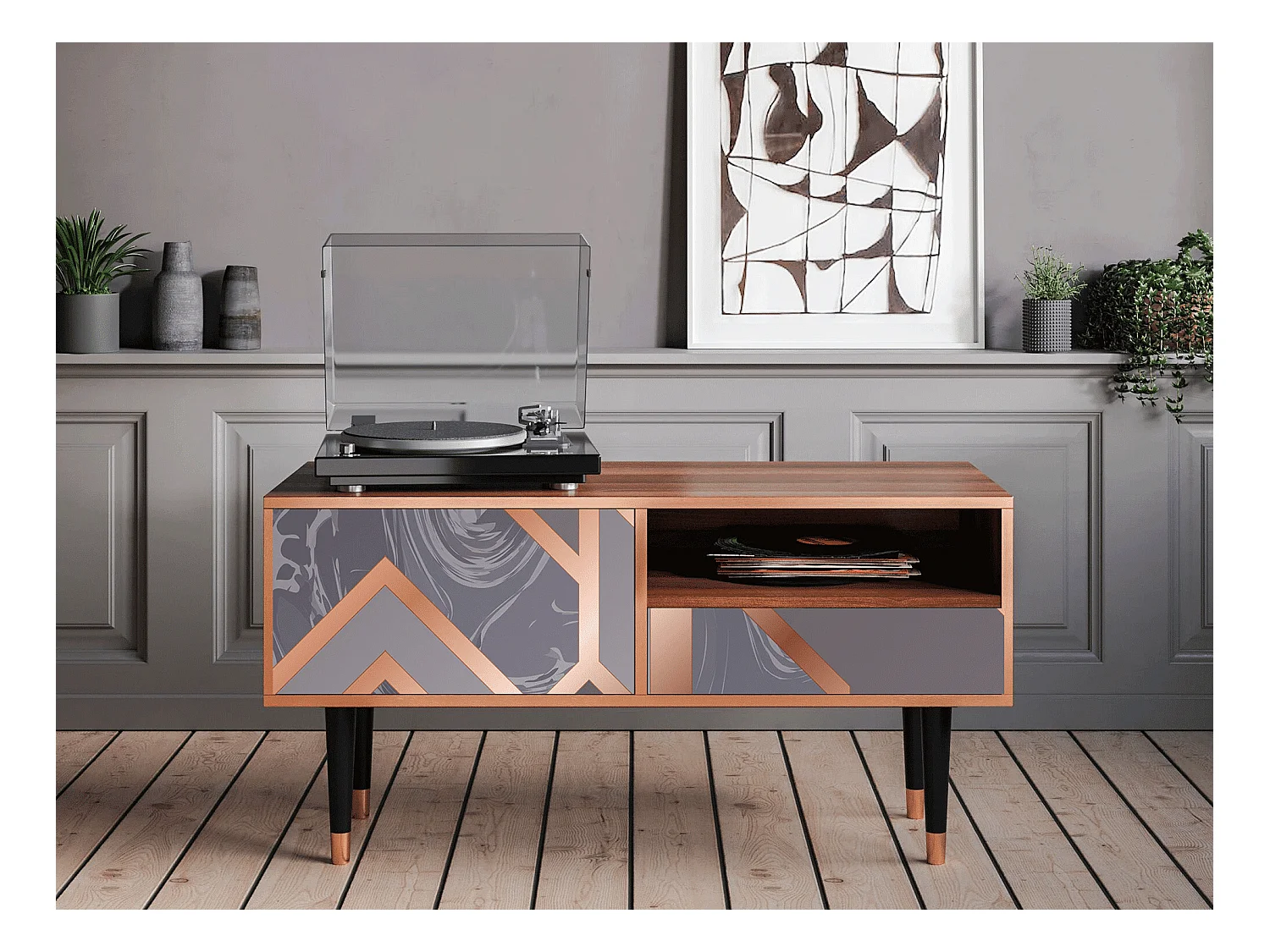 Mobile TV - 115х59х48 cm - T3 - Taupe Anatomy, Noce