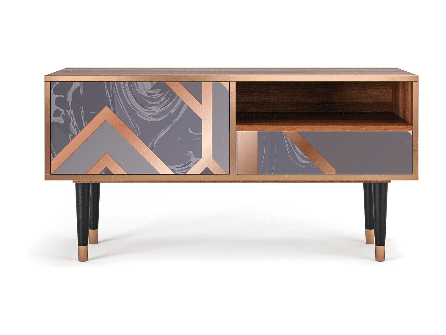 Mueble de TV - 115х59х48 cm - T3 - Taupe Anatomy, Nogal