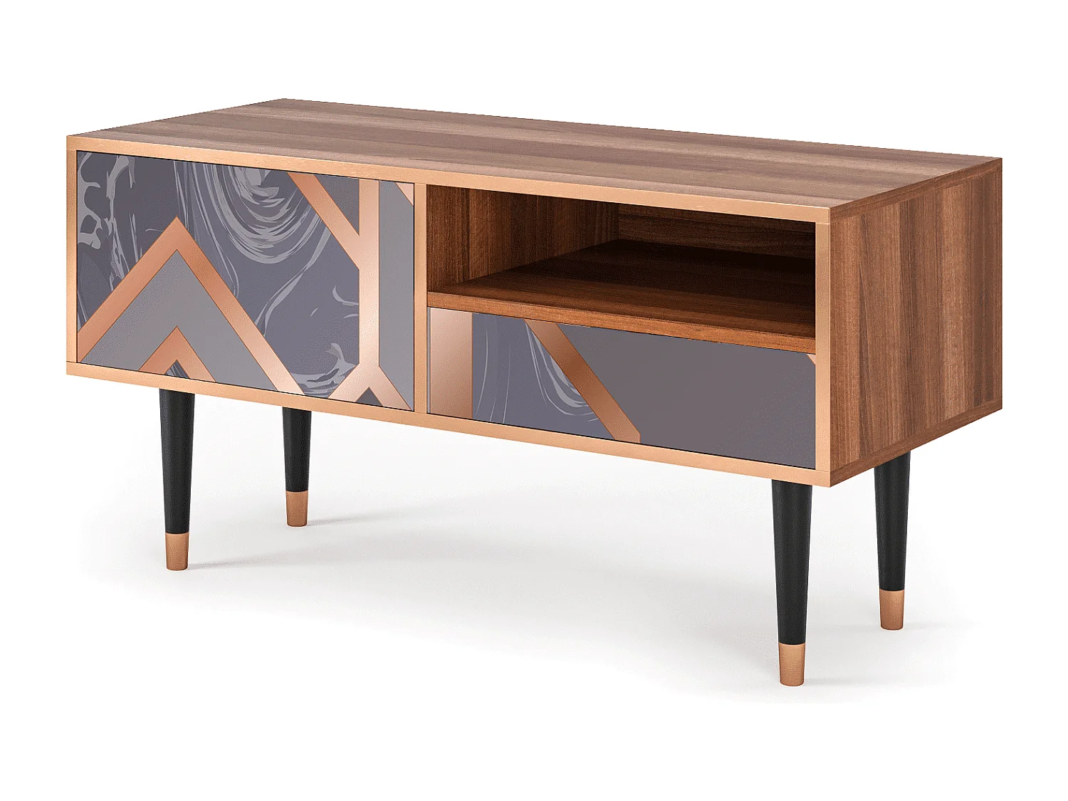 Meuble TV - 115х59х48 cm - T3 - Taupe Anatomy, Noyer